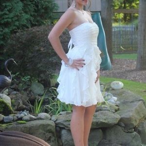 White lace Homecoming Dress w/ Corset Back