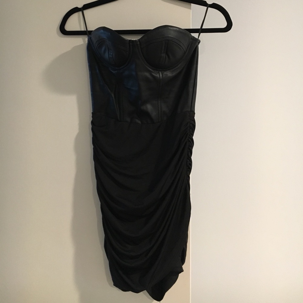 Tobi Faux Leather Bustier Dress
