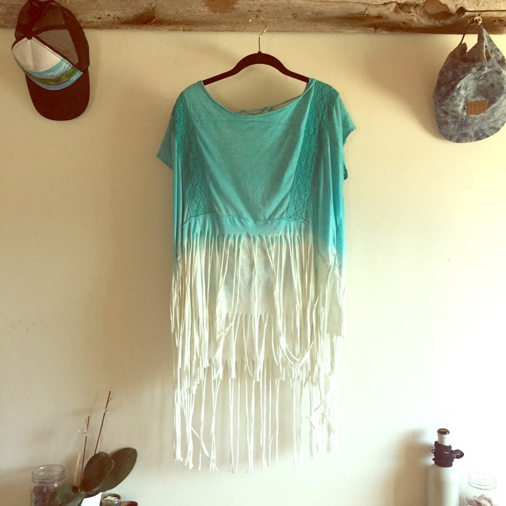 Blue Women's fringe top