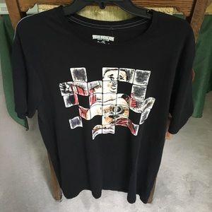 NWT True Religion Buddha checks ss crew neck tee