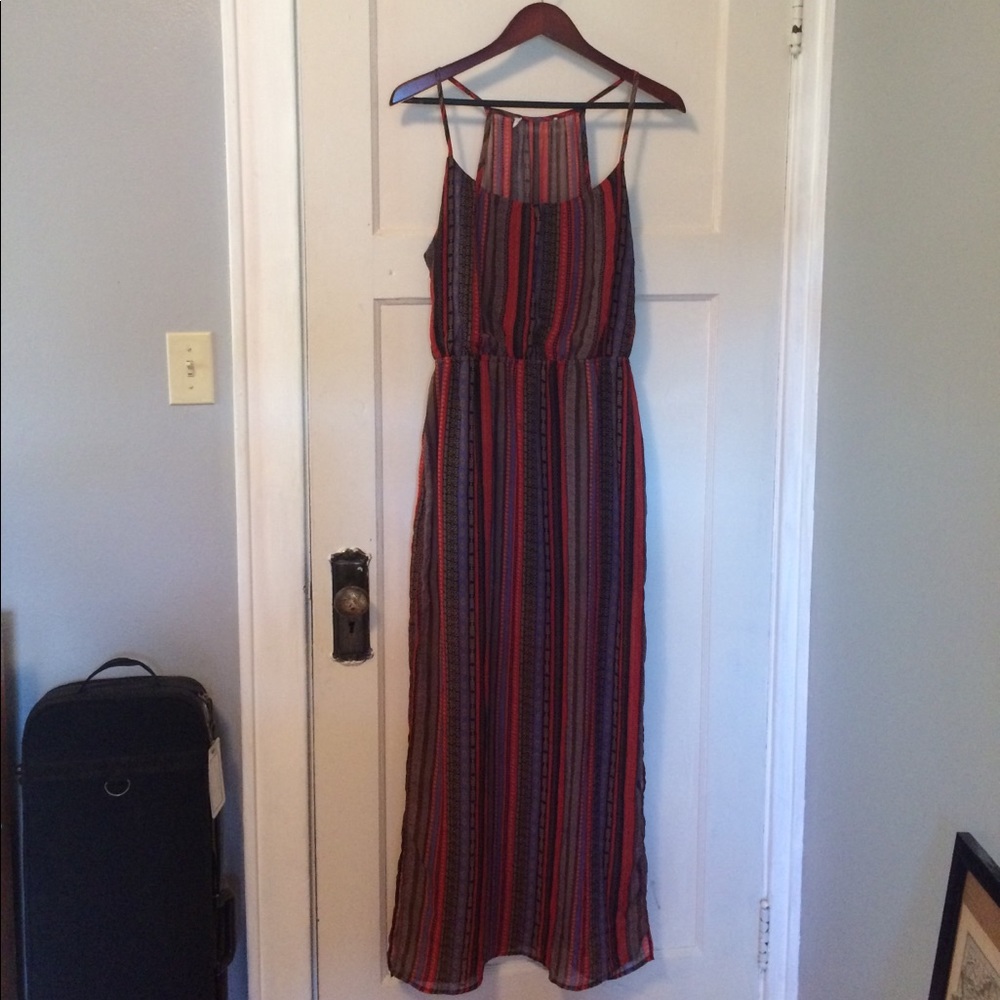Red and purple summer maxi dress