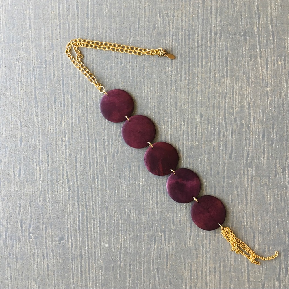 Wood Drop Pendant Purple Necklace Jessica Elliot