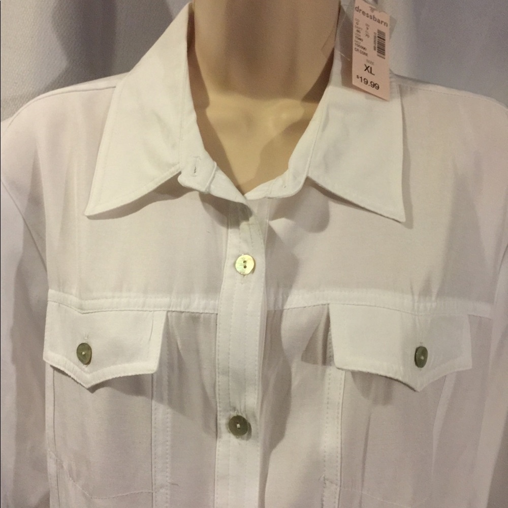 White Women's Blouse XL 3/4 sleeve
