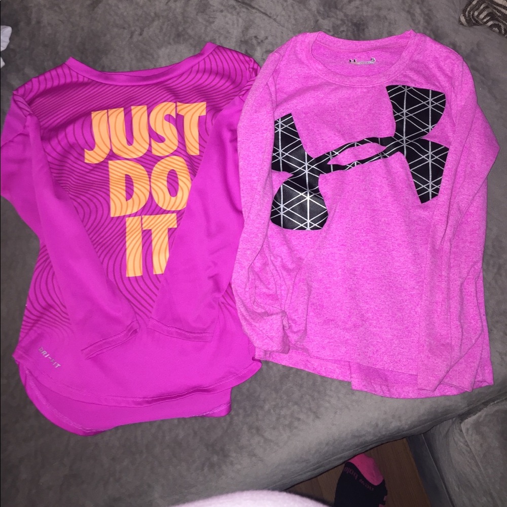 Girls Nike and Under Armour long sleeve shirts