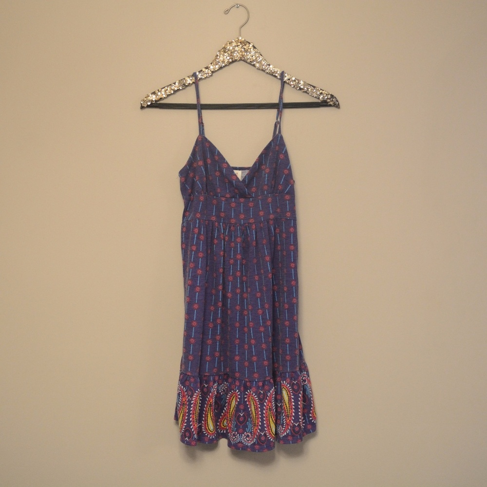 Spaghetti Strapped Purple Paisley Dress
