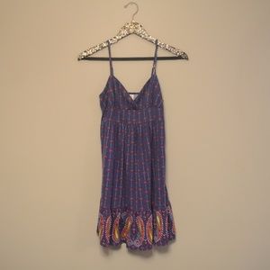 Spaghetti Strapped Purple Paisley Dress