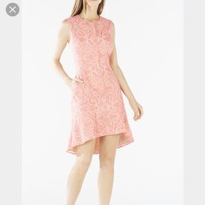 🆕 BCBG Chrystal Zip-Front Flounce-Hem Lace Dress