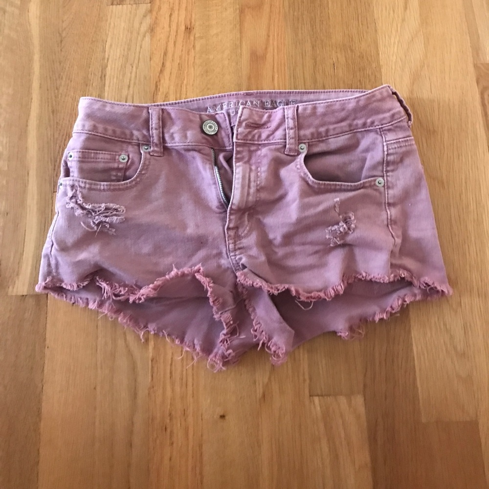 American Eagle pink denim shorts