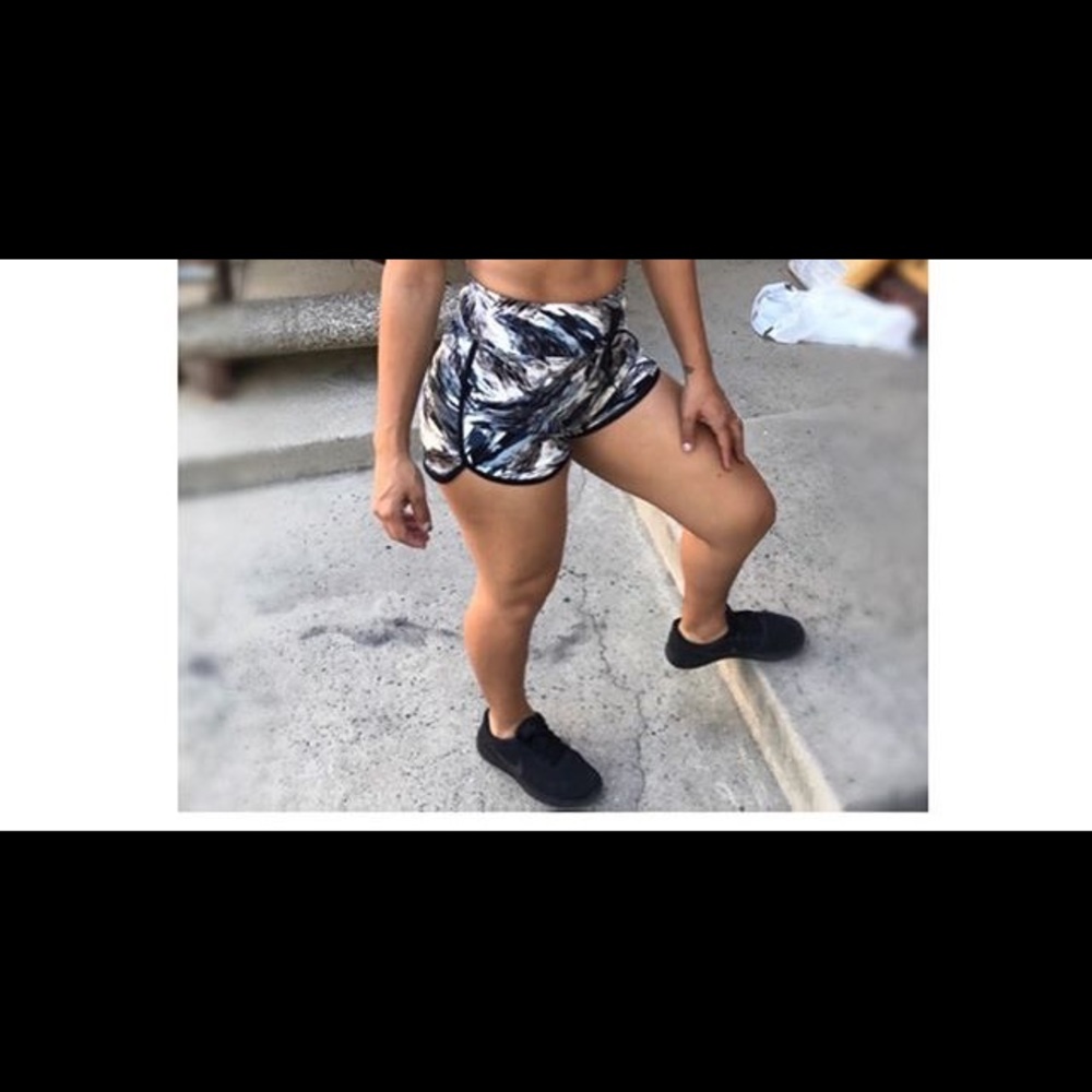 Black and white workout shorts