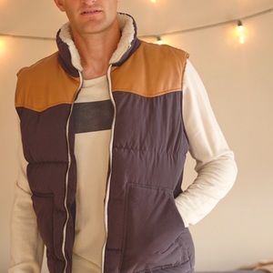 forever 21 blue & leather vest