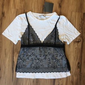 ZARA Lace Bralette T-Shirt