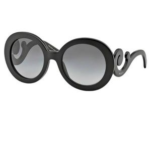 Prada Round Scroll Sunglasses in Black