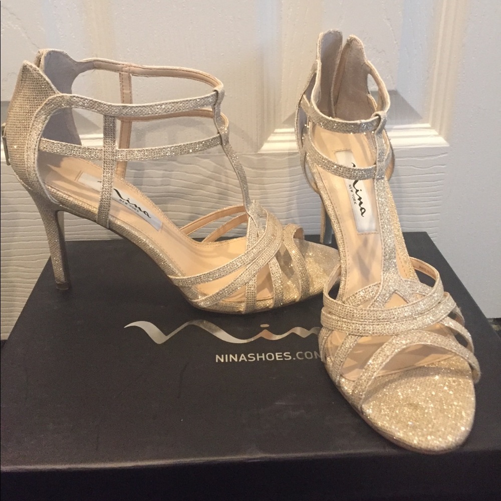 Nina Heels in Sparkle Champagne