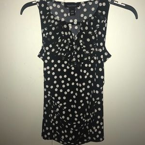 WHBM Polka dot ruffle front sleeveless top