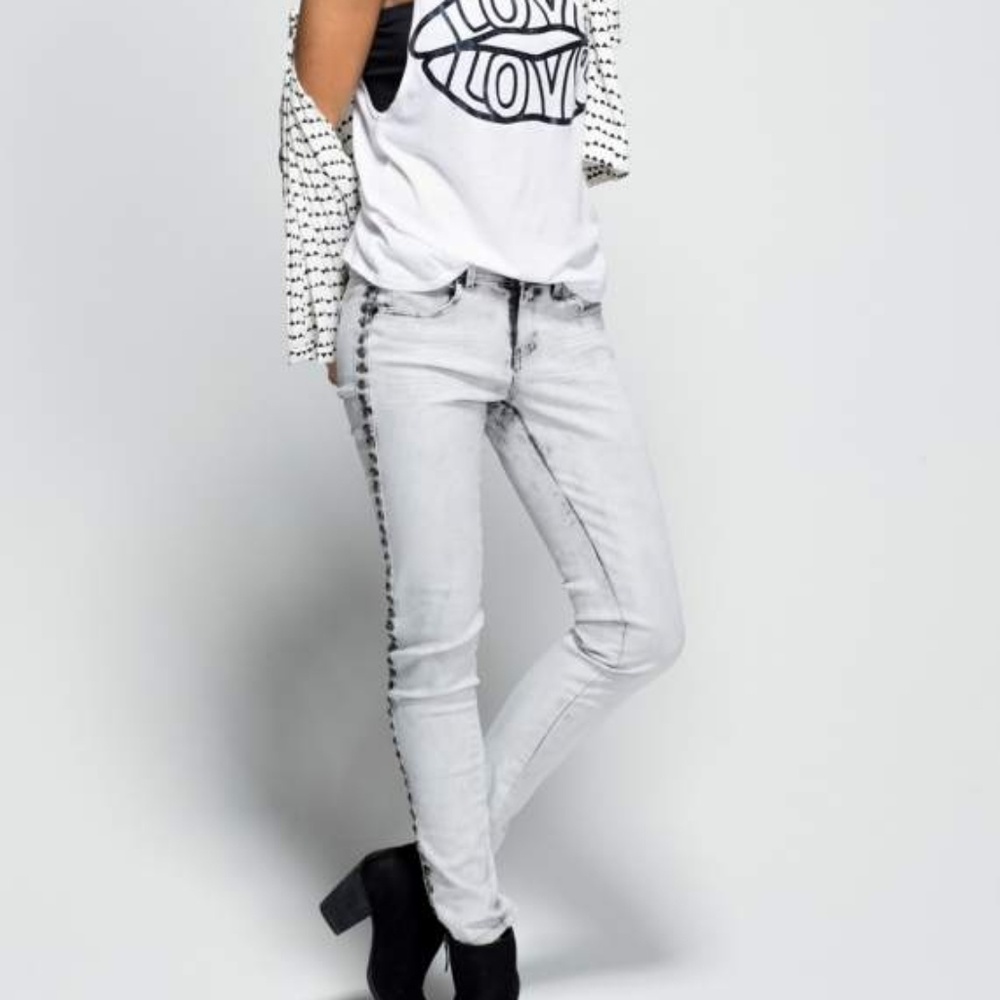 Studded Acid Wash Jeans