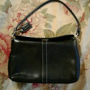 Authentic oversize Coach wristlet- black leather
