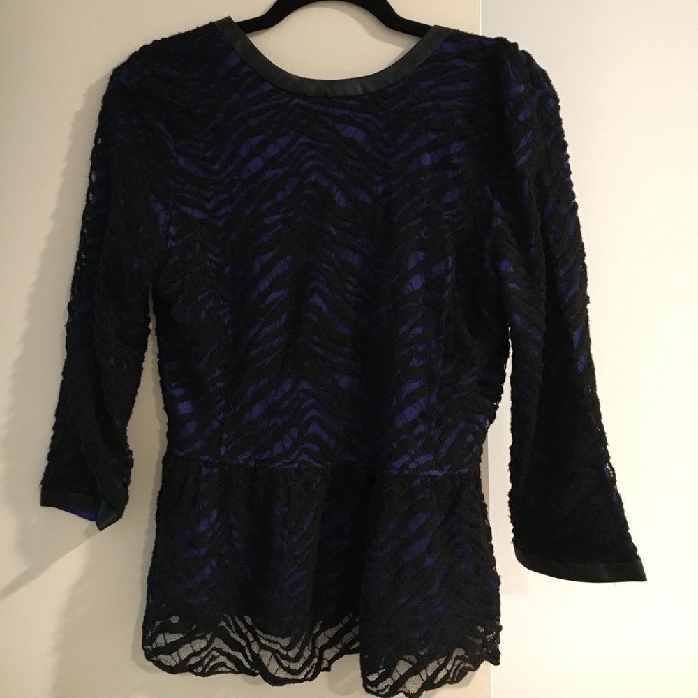 Dolce Vita Faux-Leather-Lined Lace Black/Blue Top
