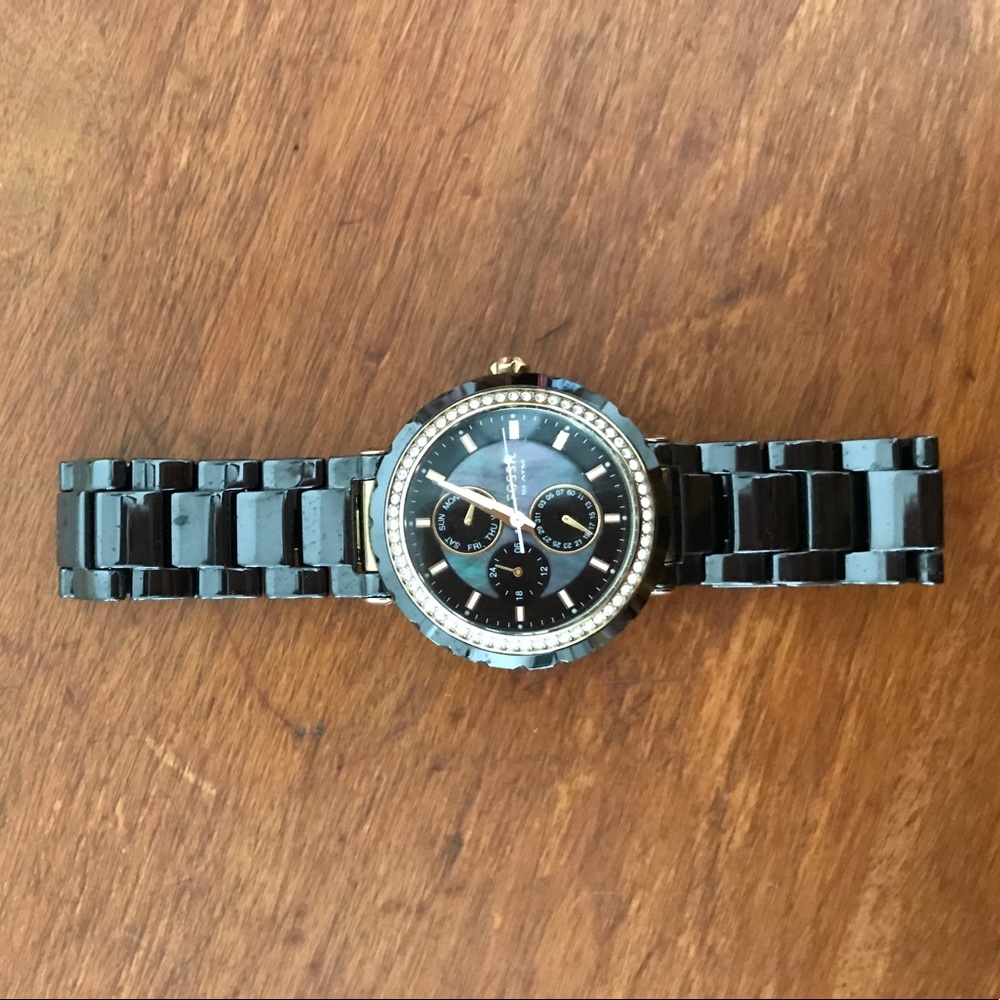 ❌SOLD❌ Ceramic Fossil Watch Mother of Pearl Face - Picture 2 of 7