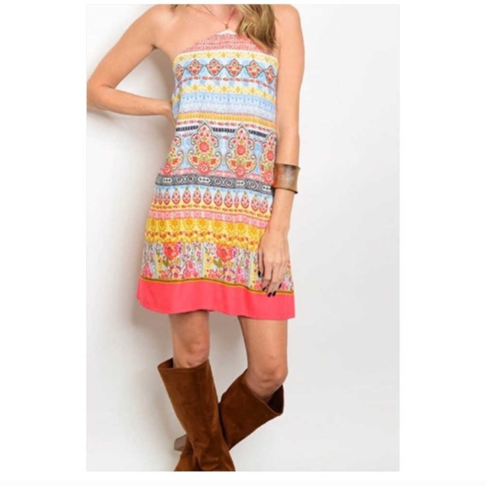 Swanky coconut Coral tribal halter dress