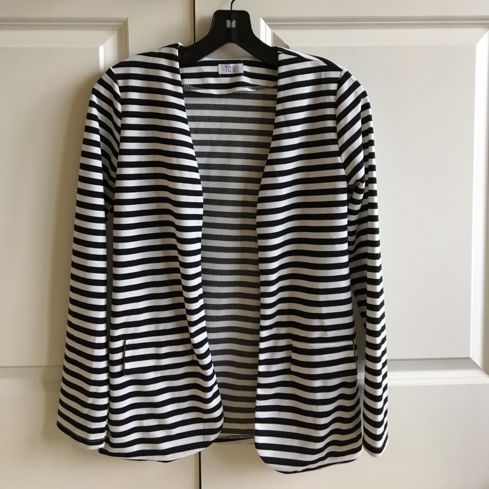 Striped open blazer