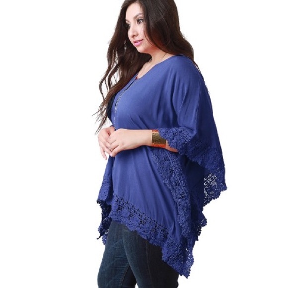 Violet Crochet Trim V Neck Blouse - Picture 3 of 8