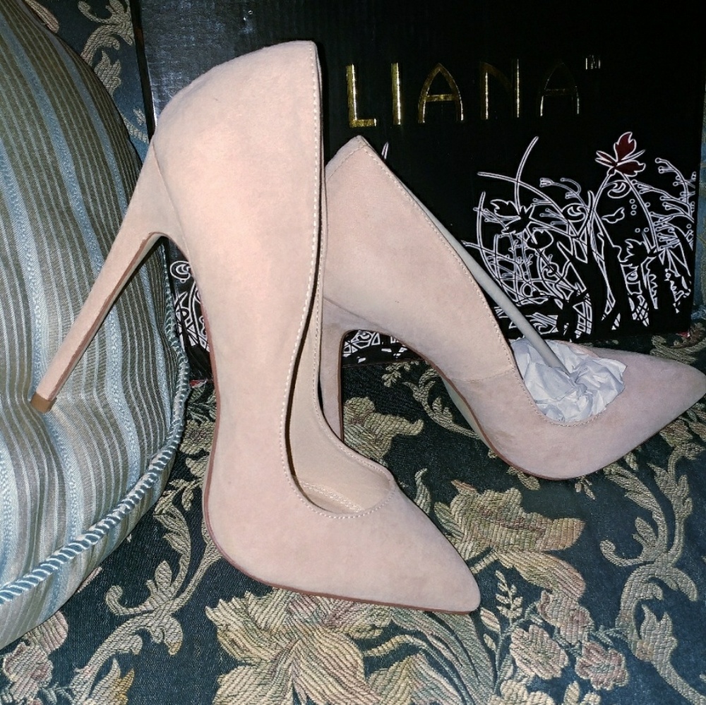 Cream suede heels