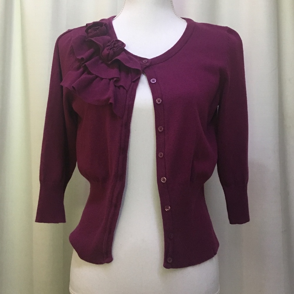 ELLE Fuchsia Pink Cardigan Sweater woman's Small - Picture 7 of 8