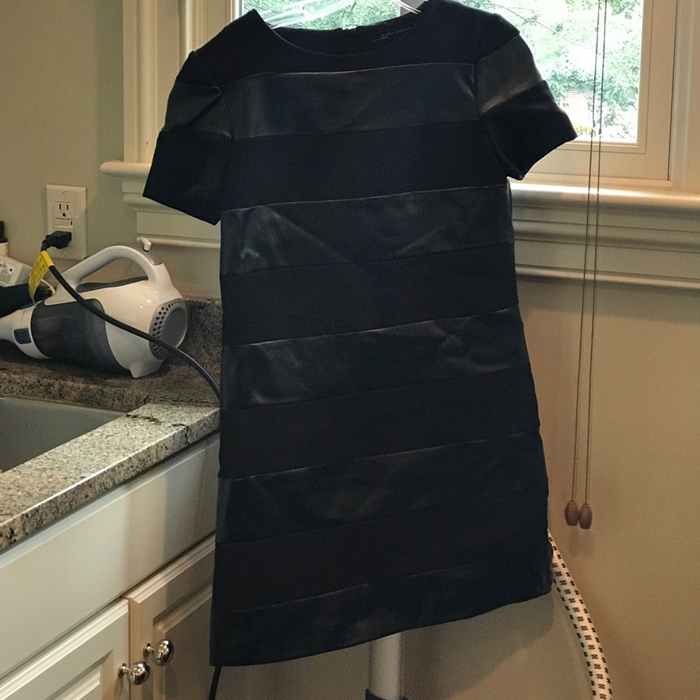Zara leather black mini dress