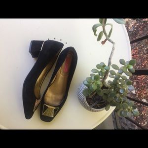 Isaac Mizrahi Optique Leather Block-Heel Pumps