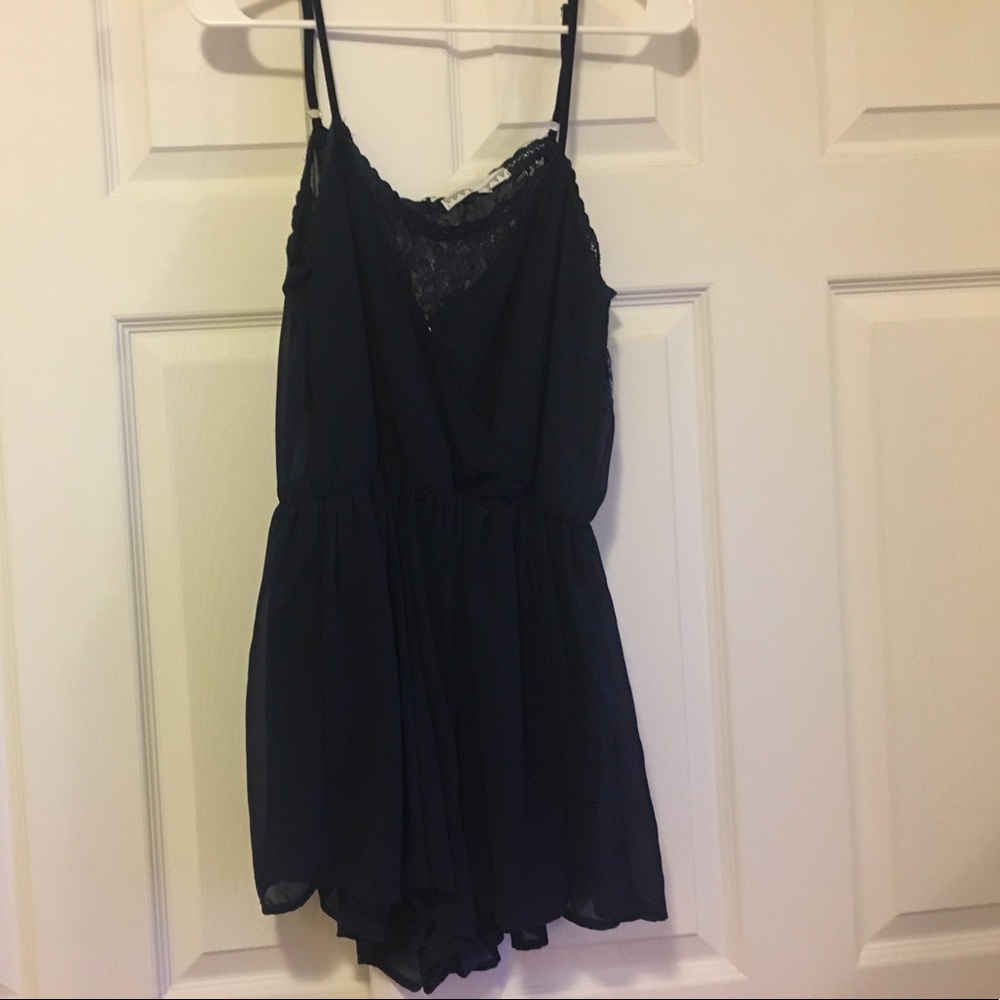 Navy blue lace romper