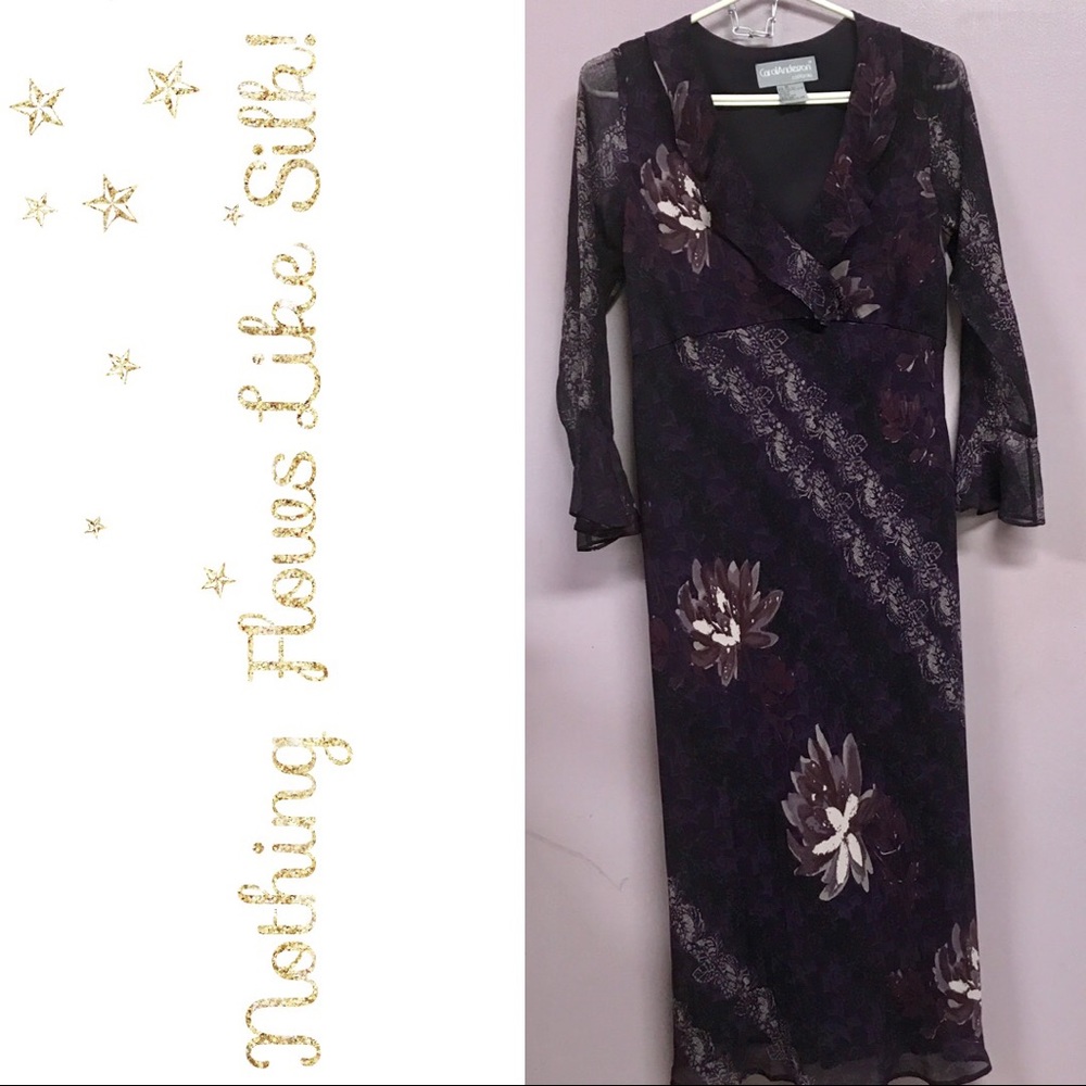 Silk Peony Purple Print Carol Anderson Dress
