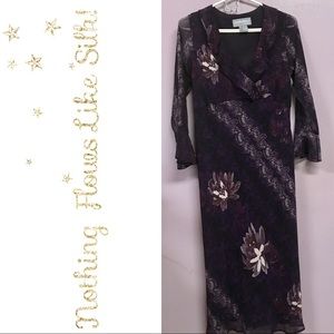Silk Peony Purple Print Carol Anderson Dress