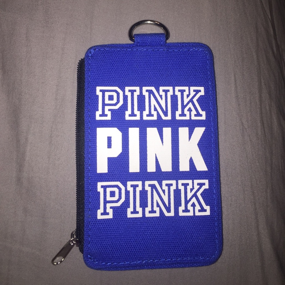 VS PINK lanyard and card holder with pouch