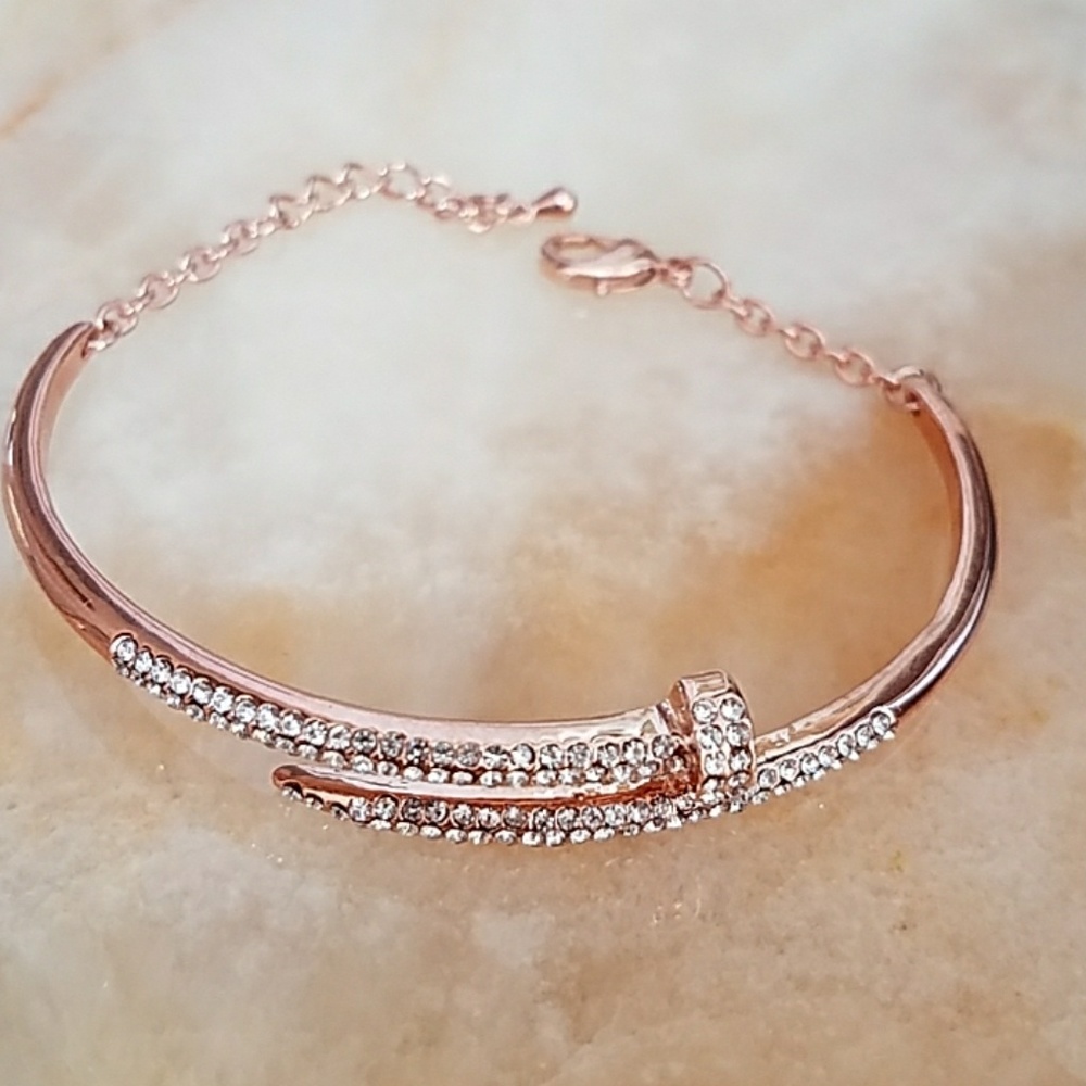 Rose Gold bracelet Nail Juste bangle 8" inches - Picture 6 of 8
