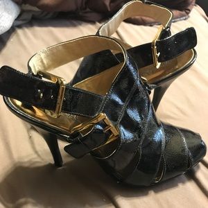 Michael Kors patent leather peep toe heels