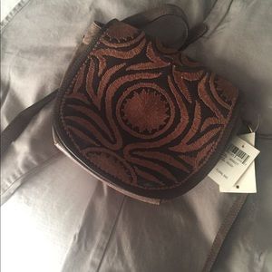 Lucky dark brown embroidered cross body