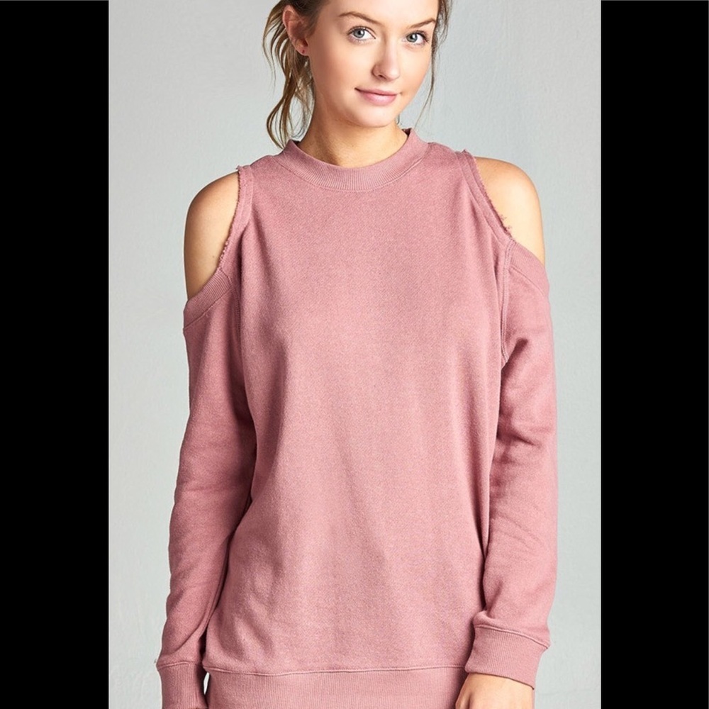 Sale❗️Distressed Cold Shoulder Top - Picture 2 of 4