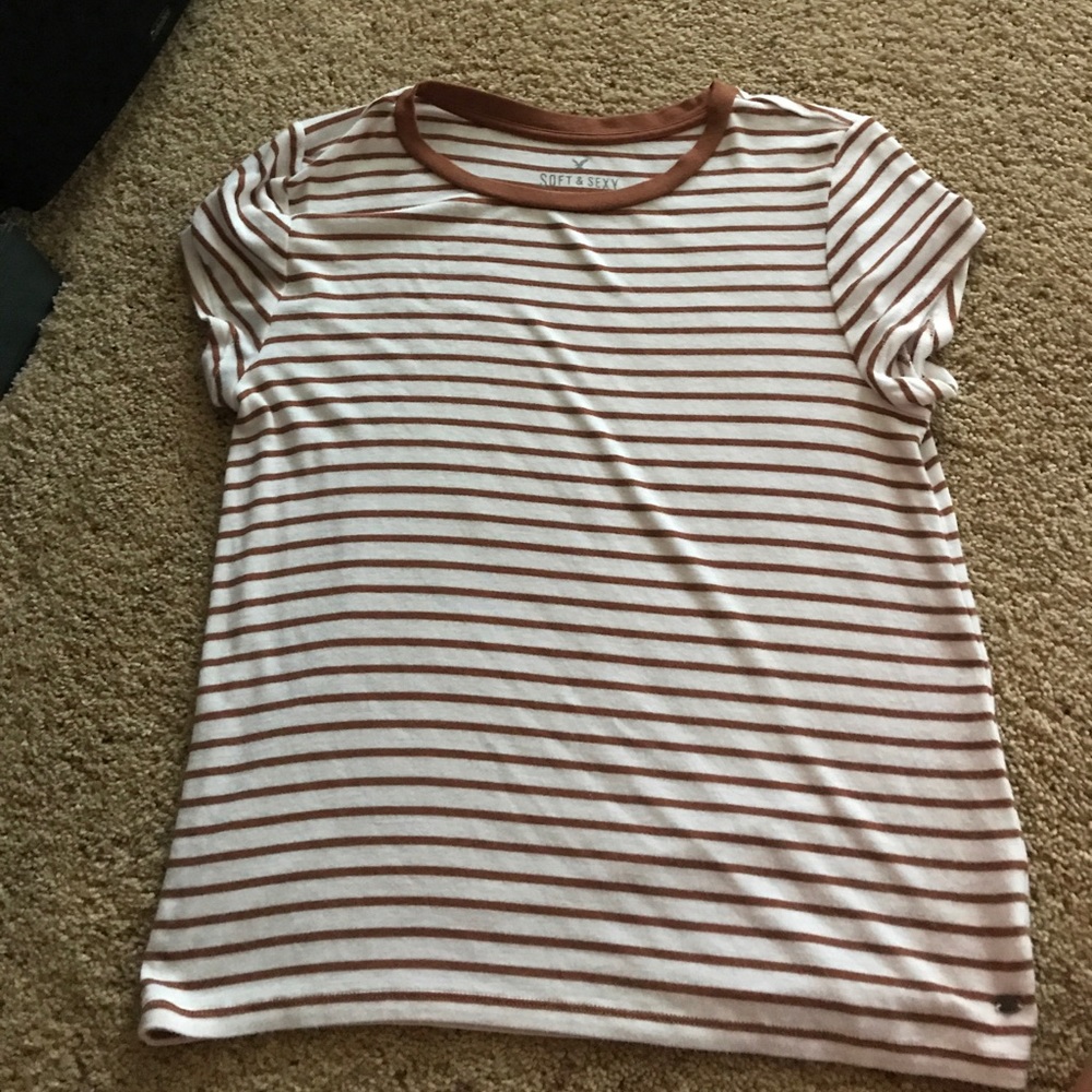 Brown and white striped shirt from American Eagle.