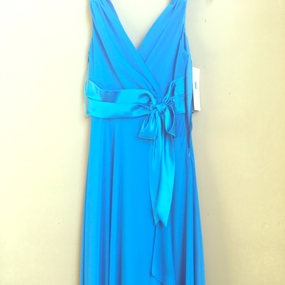 Peacock Blue Holiday Party Evening Dress