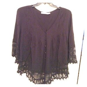 Women's Black Blouse with Lace Detail Size 3X