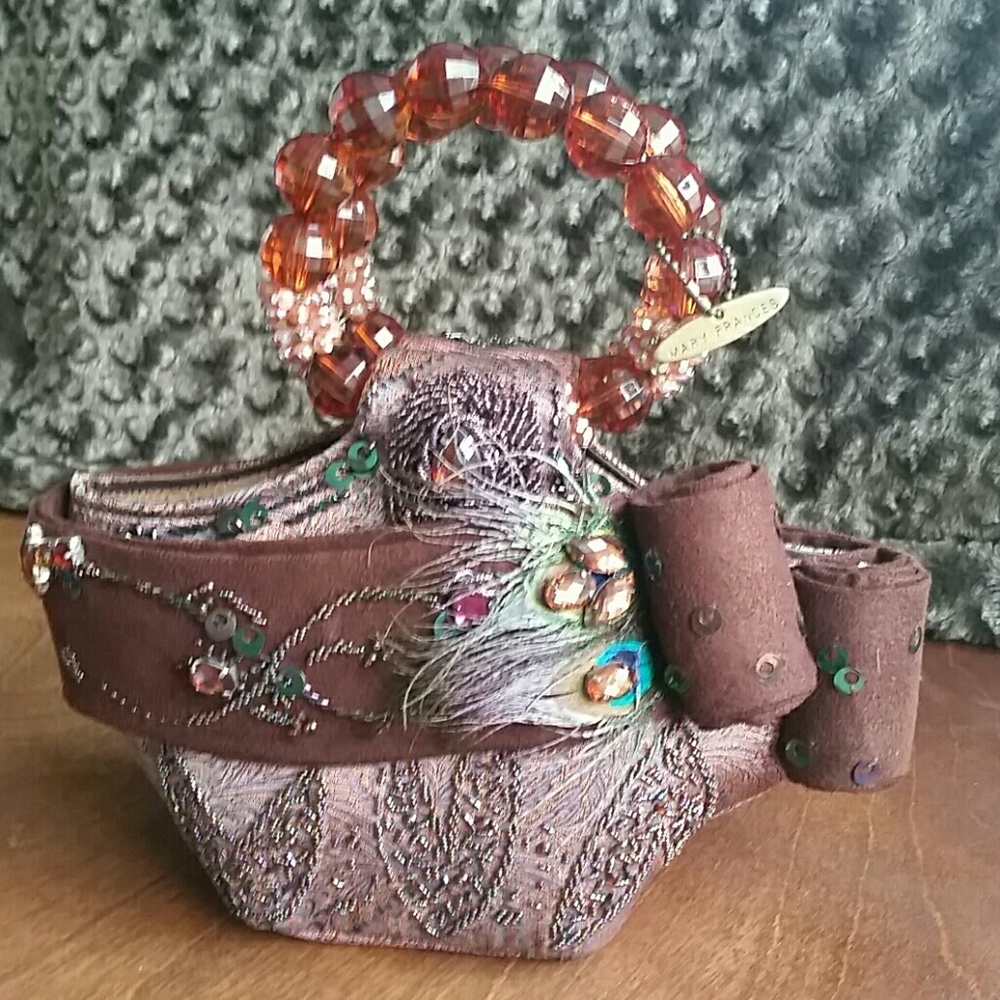 FINAL PRICE Mary Frances peacock feathered/beaded