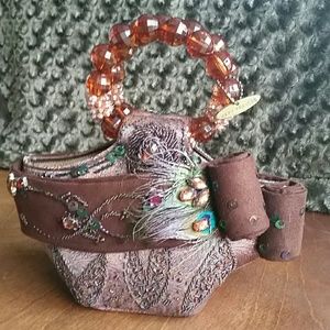 FINAL PRICE Mary Frances peacock feathered/beaded