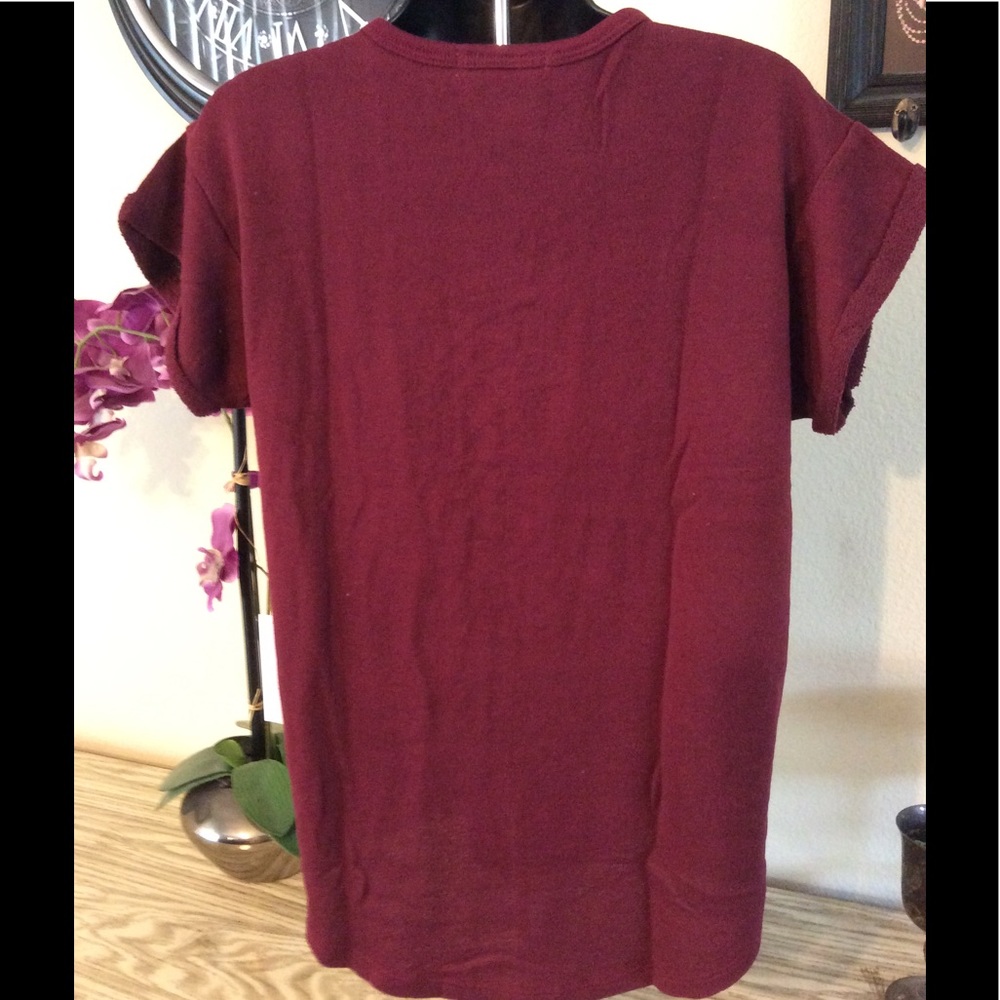 Burgundy Lace Up Top - Picture 4 of 4