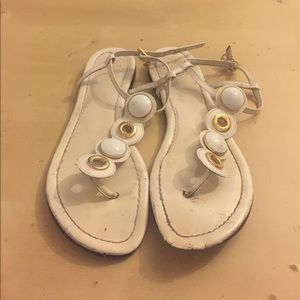 White Tory Burch flat sandals