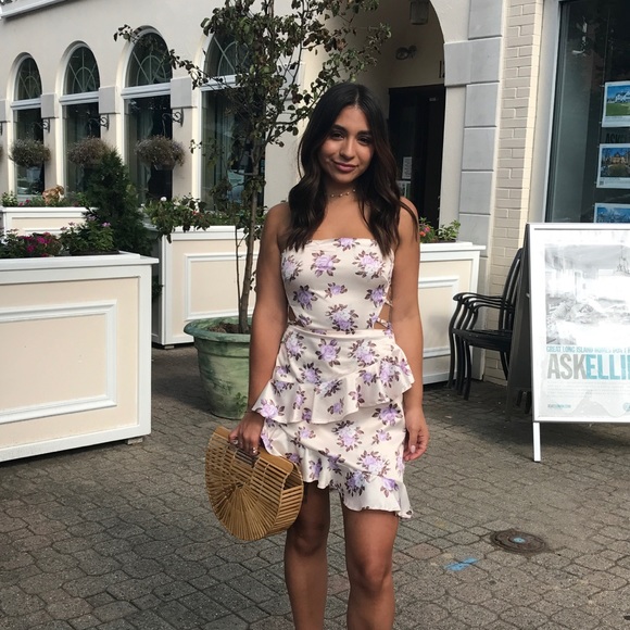 Silk floral cut out back mini dress - Picture 4 of 4