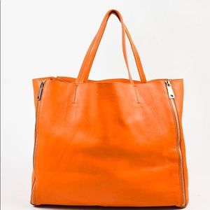 CELINE ORANGE LEATHER HORIZONTAL GUSSET CABAS TOTE