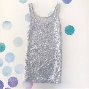 Silver Sequin Tank Top