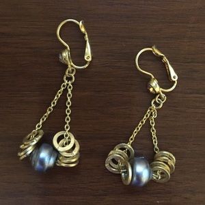 Black mother of pearl chandelier earrings