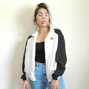 ADIDAS White/ Black Windbreaker