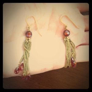 Nicole Miller Gold & Ruby Drop Pierced Earrings